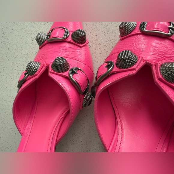 Balenciaga Cagole Leather Kitten Heels Fuchsia Pink Size EU 35 US 5 - Picture 3 of 11